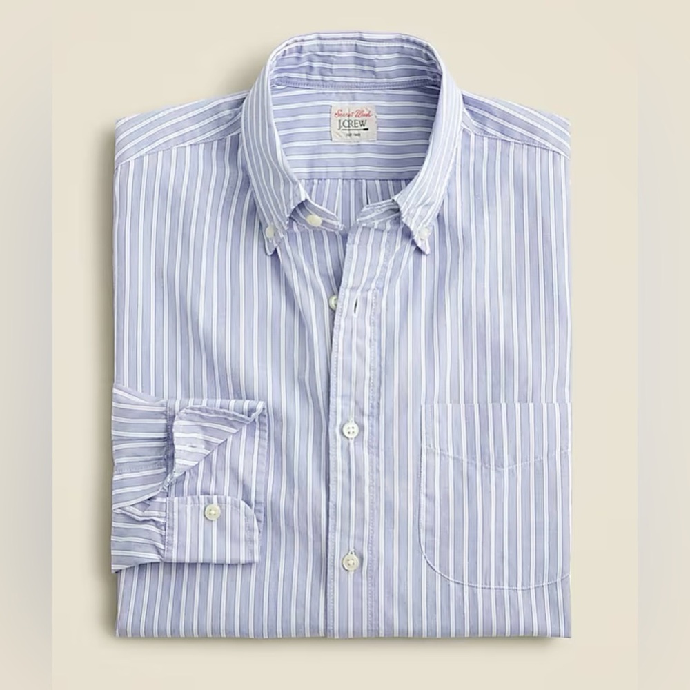 J. Crew Blue and White Striped Casual Button Down Shirt